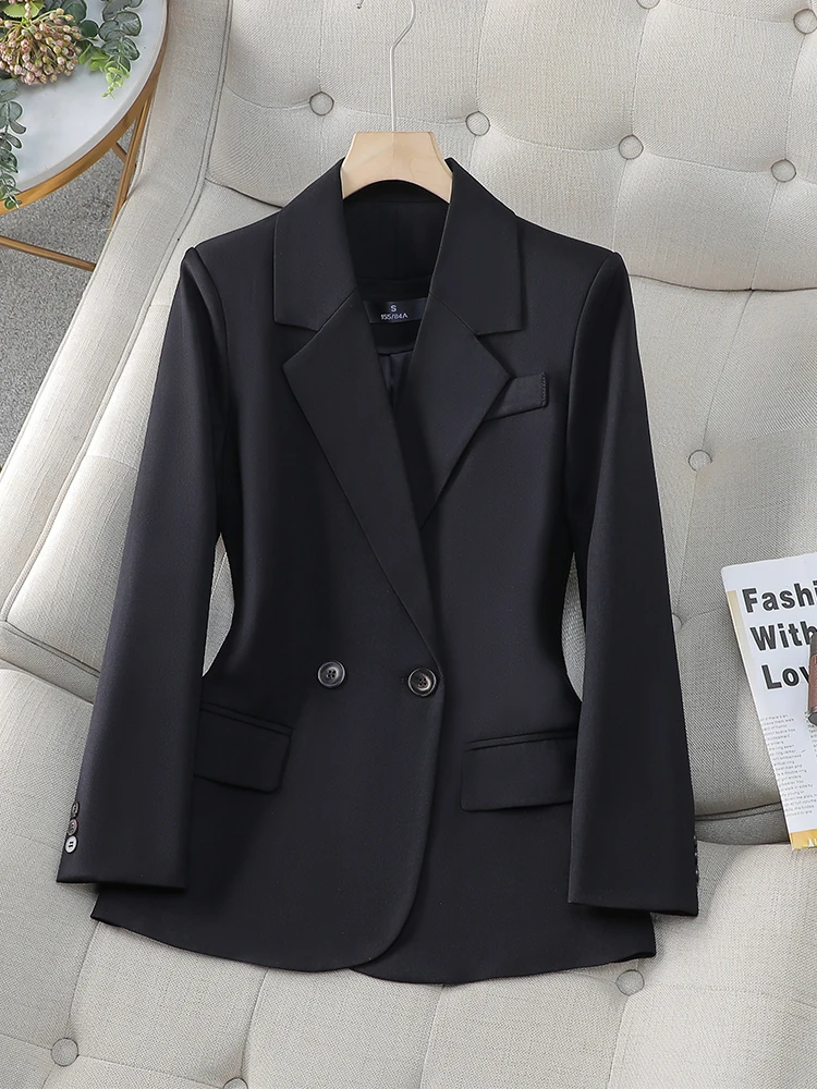 Blazer de manga larga para mujer, chaqueta Formal holgada, color rosa, negro y café, ropa de trabajo, Otoño e Invierno