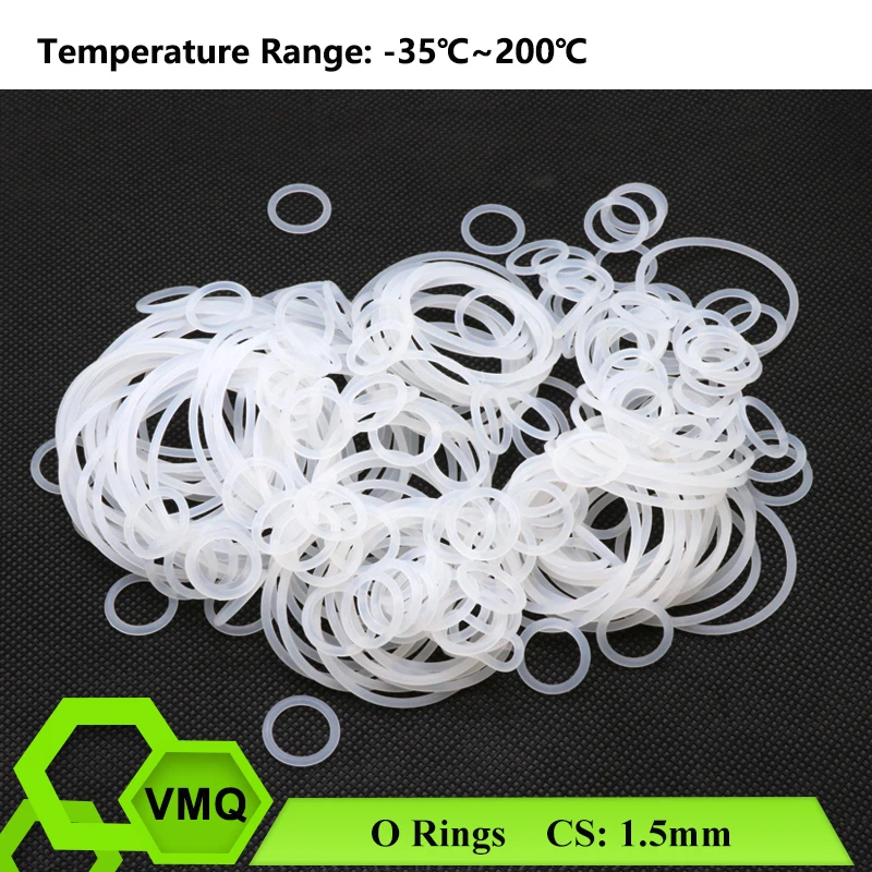 10/50Pcs White Silicone O Ring Gasket CS 1.5mm OD 5 ~ 80mm Food Grade Waterproof Washer Round O Shape VMQ O Ring Seal Gaskets