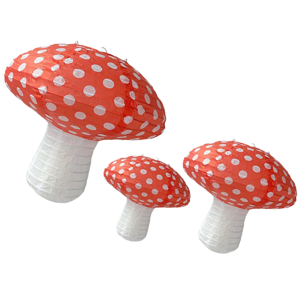 

3pcs Foldable Paper Lanterns Mushroom Decorative Lights For Party Wedding Chinese Hanging Ornament Nursery Red Large Decoration