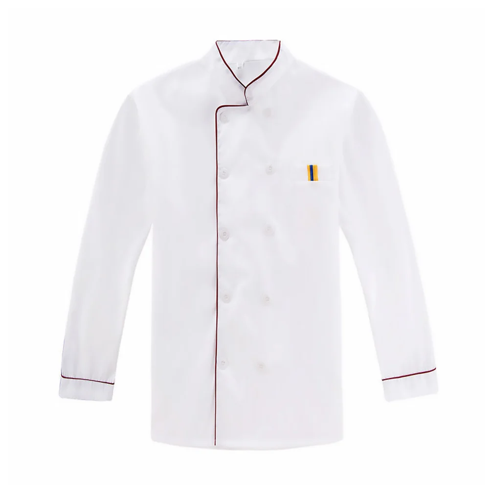 Langärmliger Kochmantel, rot, geprägt, Größe 4XL, atmungsaktiv, ölbeständig, Kochkleidung für Restaurant, Hotel, Grill, Kochmantel