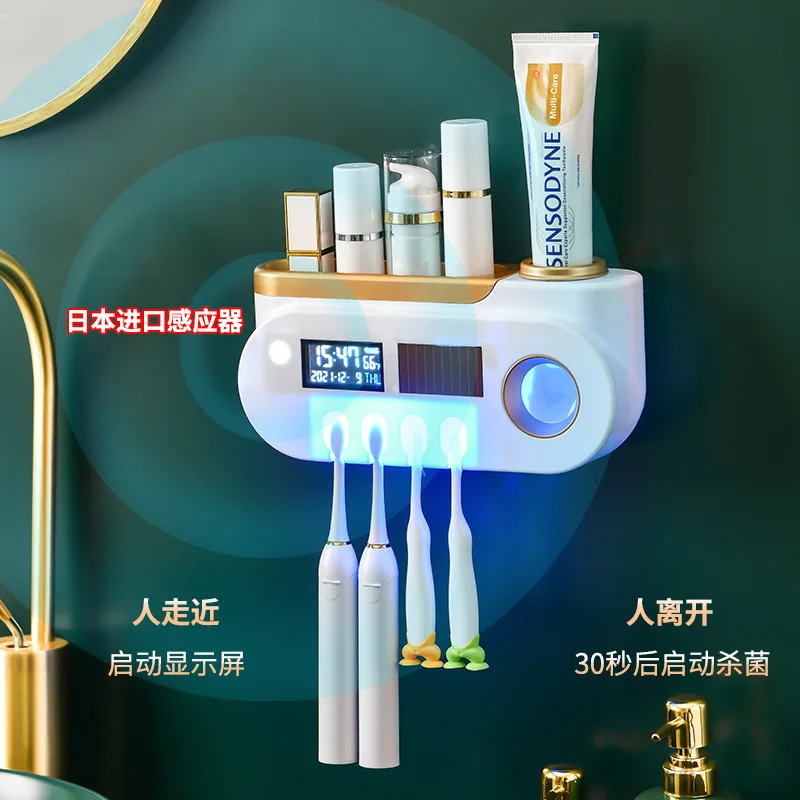 New Multi-hanging Toothbrush Holder Automatic Toothpaste Squeezer Dispenser Makeup Storage Rack Bathroom Accessories Sets Home