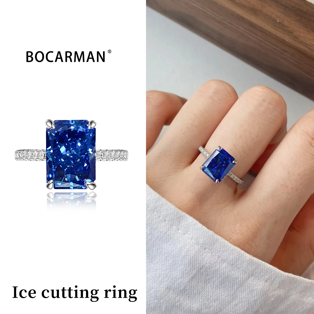 

S925 Стерлингового Серебра Танзанит Синий Циркон Блеск 5А Хорошее Качество Ice Cut Высокоуглеродистый Бриллиант Женское Кольцо Изысканные Ювелирные Изделия для Женщин