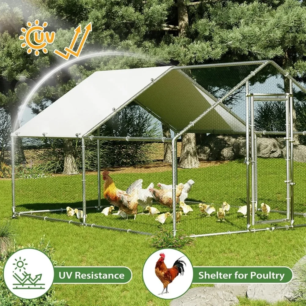 

Large Chicken Coopfor 10-20 Chickens with Anti-UV Cover, Heavy Duty Outdoor Walk-in Chicken Pen (9.8' L X 13.1' W X 6.5'H)