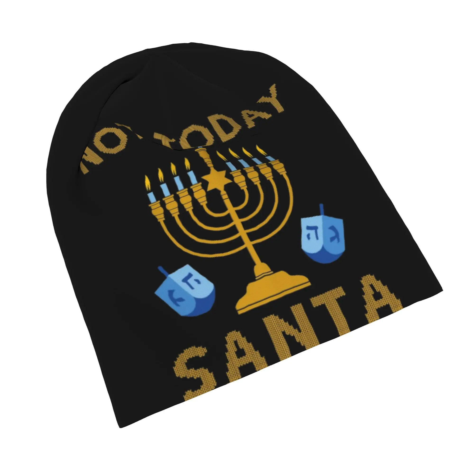 Menoral Not Today Santa Funny Hanukkah Skullies Beanies Hat  Autumn Winter Men Women Street Cap Warm Thermal Elastic Bonnet Hats