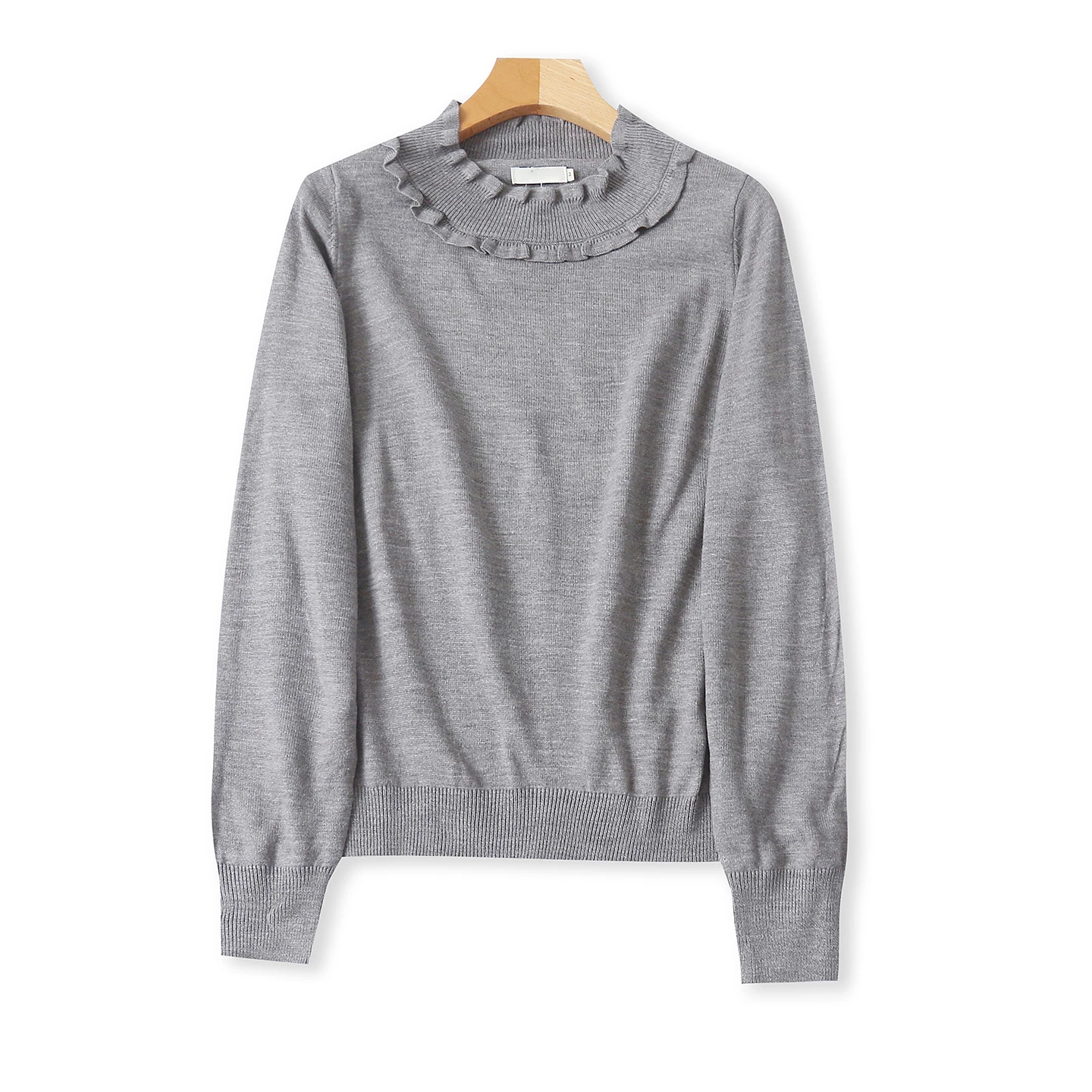 

Autumn Winter Women's Loose Fit round Ne Knitwear Faionable Wooden Bordered Versatile Sli Warm Long Sve Sweater