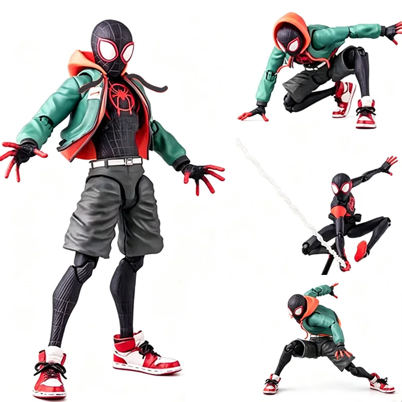 Spider Man Miles Morales Collectible Figurine, Multiple Replaceable Hands Heads Support Dynamic Poses Model Toy - view 3