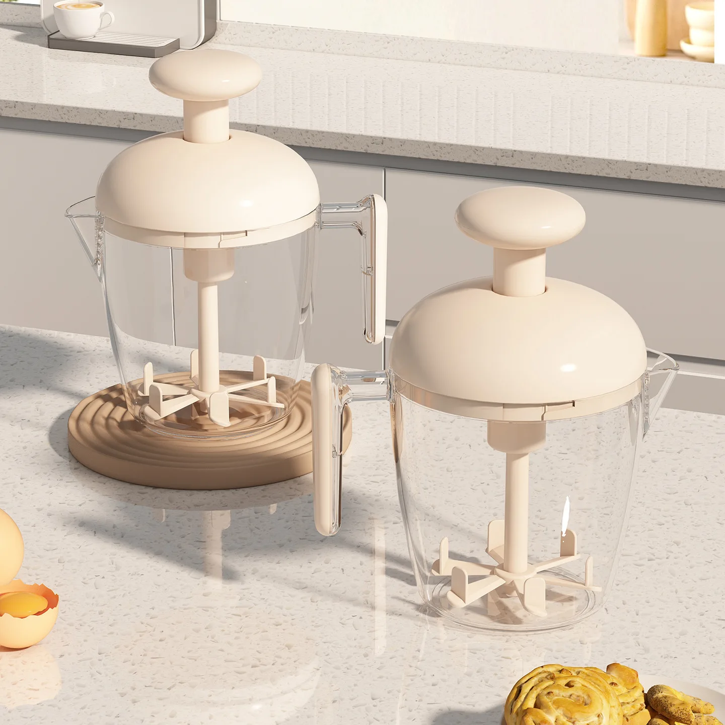 Multifunctional Egg Beater Household Whipped Cream Manual Foaming Whipped Eggs Whipped Egg Cup Large Capacity