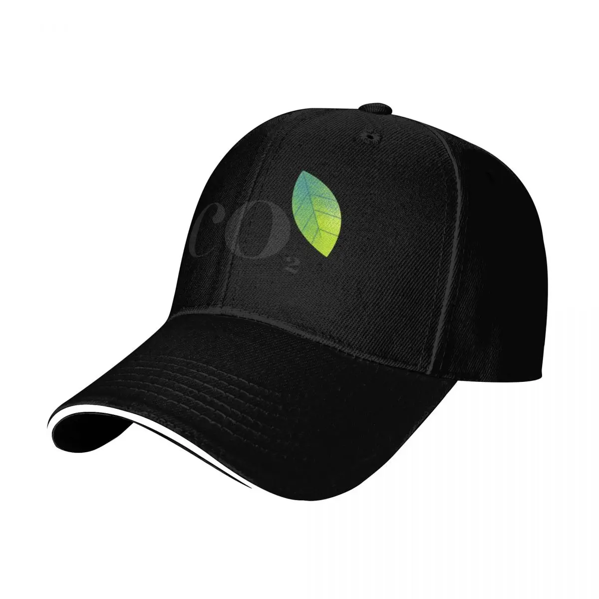 Carbon Dioxide Simple Design with Leaf Baseball Cap Contrast Two Tone Brim Snapback Flat Bill Strapback Dad Hat