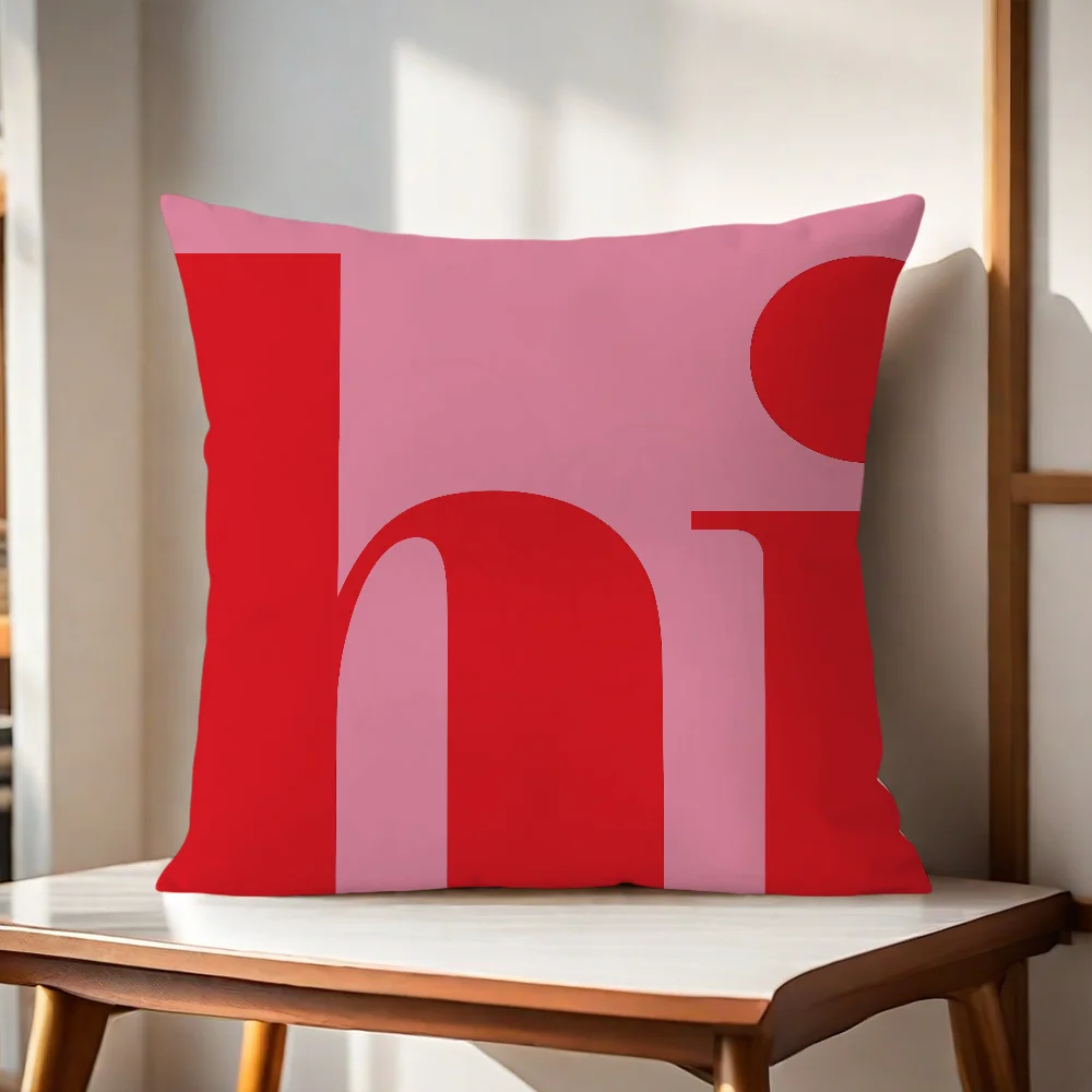 Pink And Red Hello cushion cover Pillow Cover Home Sofa living Room Office Coffee Shop Car PillowCover
