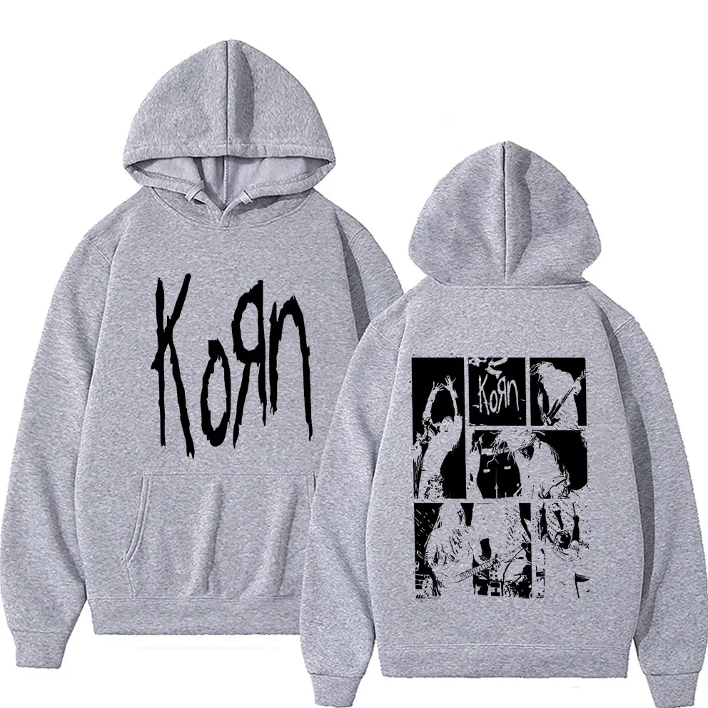 Alternative Nu Metal Rock Band Korn Double Sided Graphic Hoodie Men Gothic Vintage Pullover Tracksuit Male Fleece Cotton Hoodies