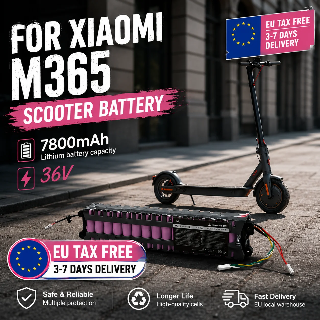 Image of 36V 7800mAh Lithium-Ionen-Mobilitätsakku 10S3P Kompatibel mit Xiaomi M365 M356 15-20 Ersatzakku für Elektroroller