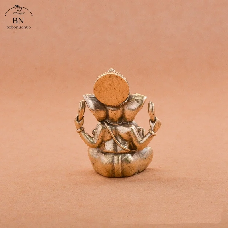 الرجعية النحاس الرب غانيشا تمثال بوذا الحلي الفيل الهندوسية الله النحت التماثيل ديكور غرفة مكتب المنزل تماثيل بوذا