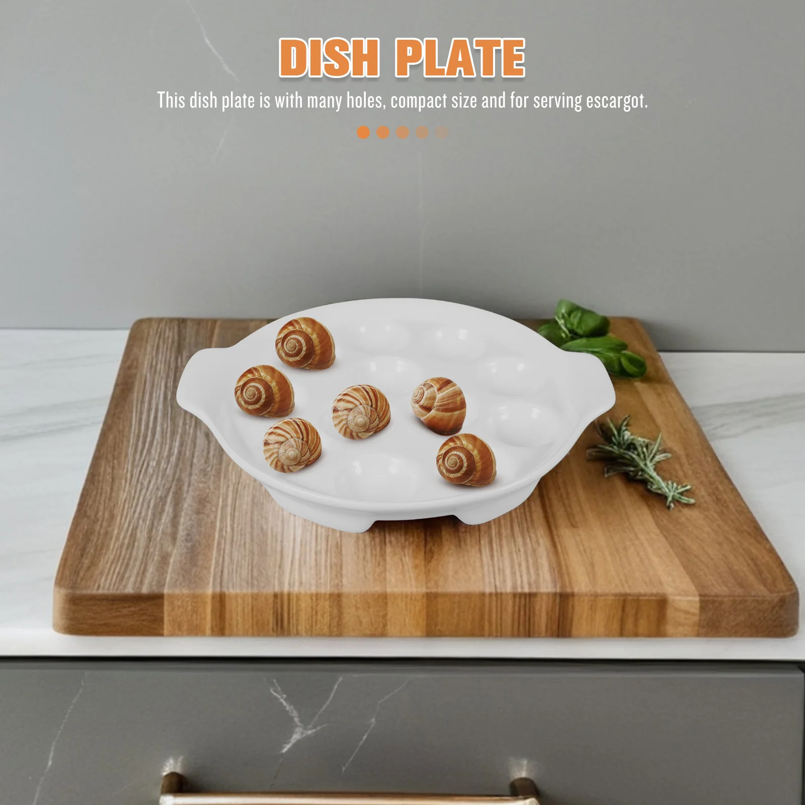 

1Pcs Baking Plate Snail Baking Dish White Ceramic Kitchenware Multiple Compartments for Escargot Seafood Serving Home Restaurant
