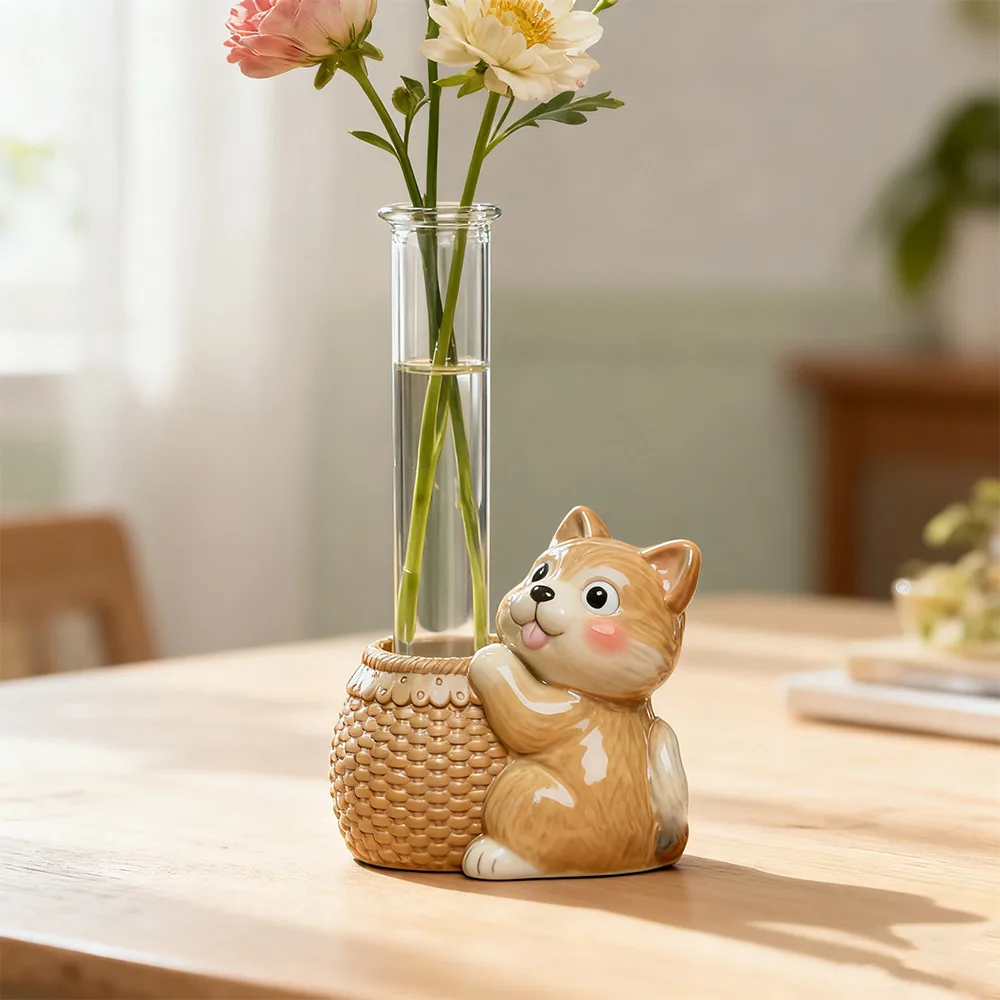 Panda Rabbit Test Tube Hydroponic Vase Mold DIY Animal Test Tube Vase Desktop Decor Silicone Mould For Plaster Resin Casting Art - zdjęcie 1