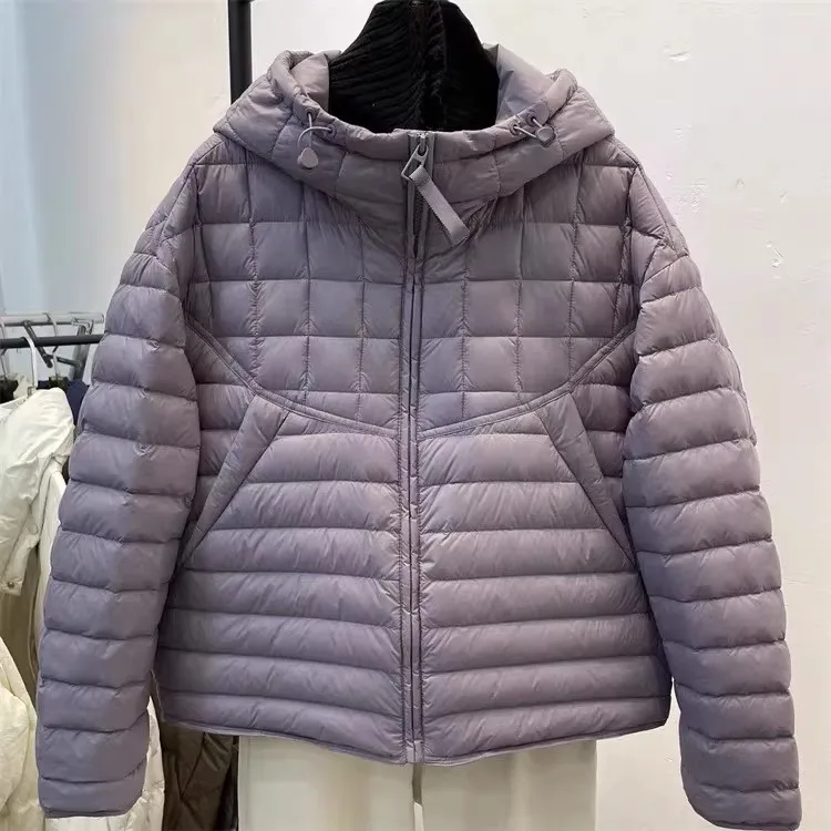 

Женская пуховая куртка больших размеров с капюшоном, белая, теплая, на хлопковой подкладке, для повседневной носки, тонкая, на молнии