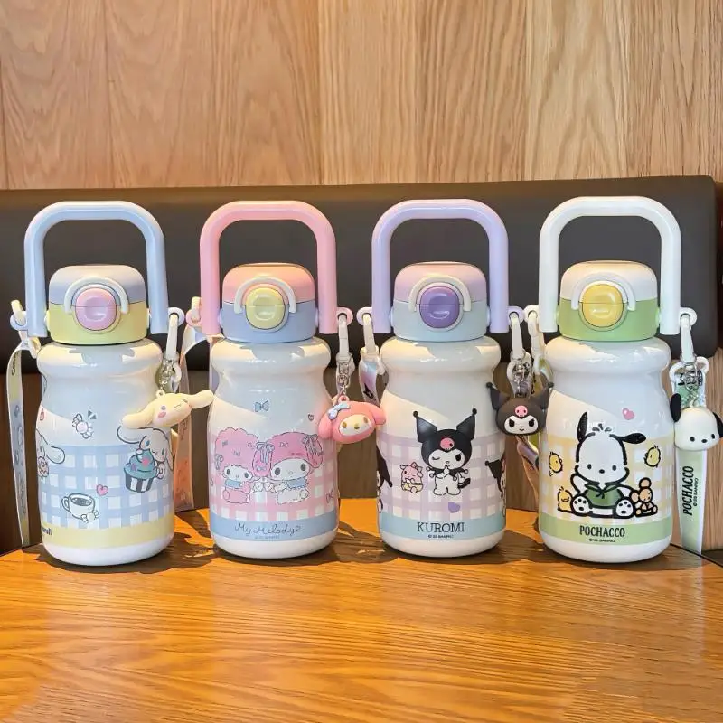 

Sanrio Vacuum Cup Straw Cup My Melody Kuromi Cinnamoroll Sus Cold Water Cartoon Cute Girl Student Portable Go Out High-Capacity