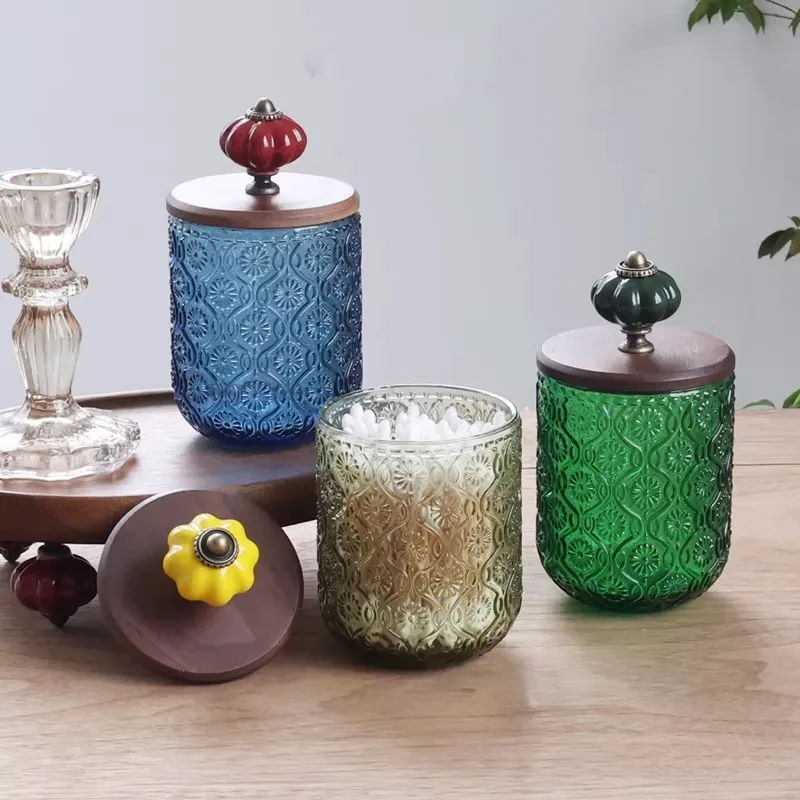 Vintage American Style Glass Jewelry Storage Box, Creative Teeth Sign Tube, Candy Jar Decoration Ornament, French Style