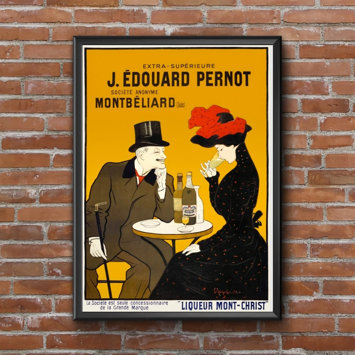 Man and woman at a cafe (1900) print by Leonetto Cappiello Canvas Poster Print Wall Painting Home Decor (Unframed)