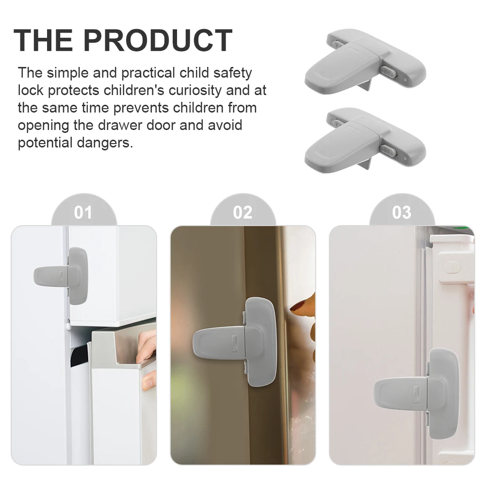 2 Pcs Refrigerator Lock s Freezer Latch Cabinet Door Security Anti Pinch Plastic