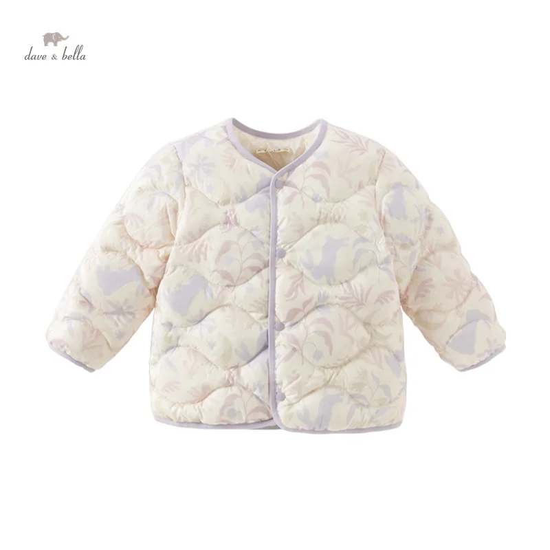 Dave Bella Boys Girls Baby Tops Parka 2024 Winter Fashion Comfortable Cartoon Print Children 's Outerwear Outdoor Warm DB4242549