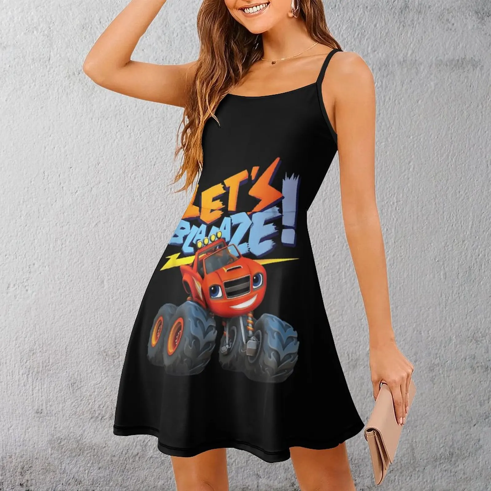 

Exotic Blaze Monster Truck Adventure Vintage Women's Sling Dress Woman's Clothing Humor Graphic Cocktails Dresses
