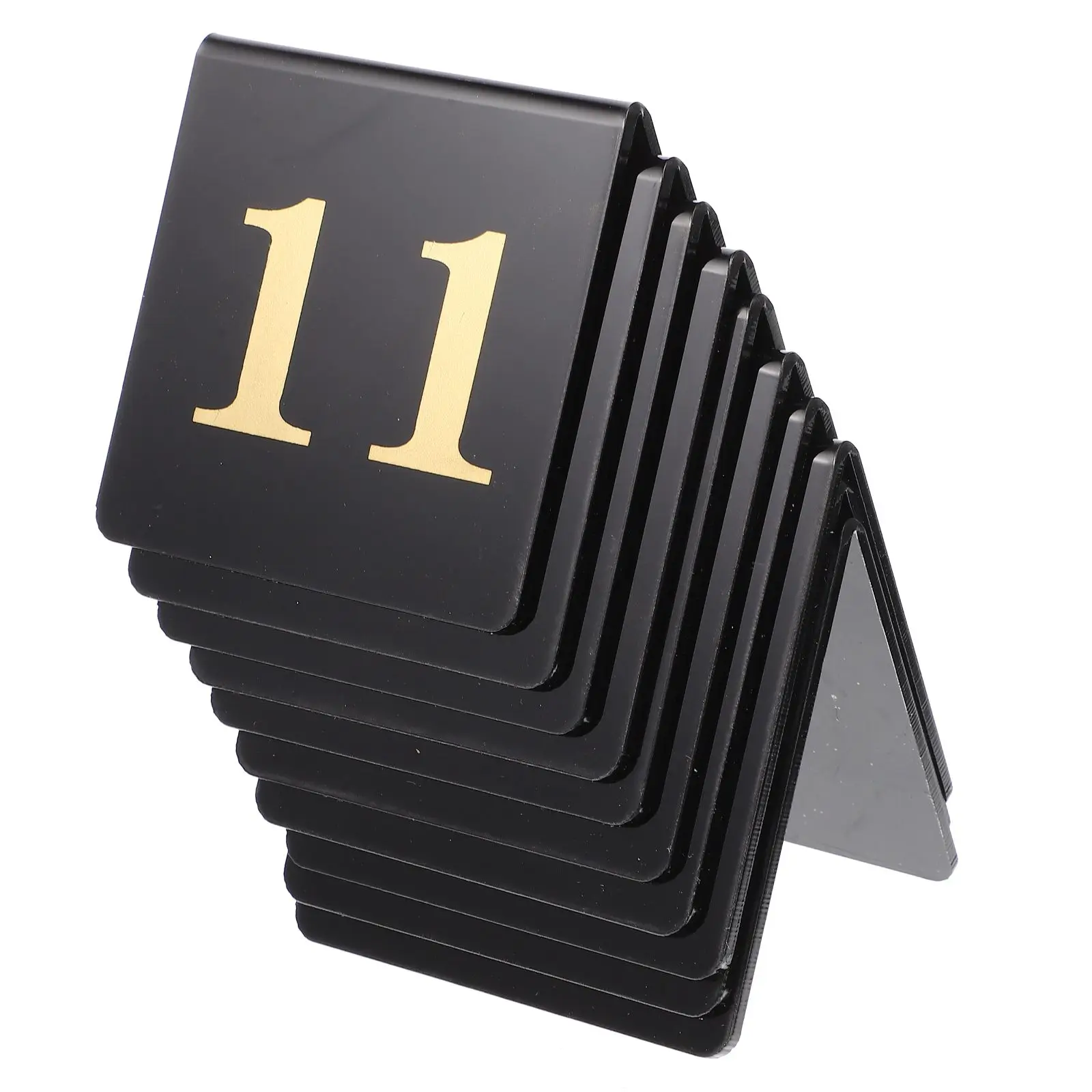 

10pcs V-Shaped Acrylic Double-Sided Digital Table Numbers Black Gold Large 11-20 Banquet Signs Restaurant Wedding Seating Cards