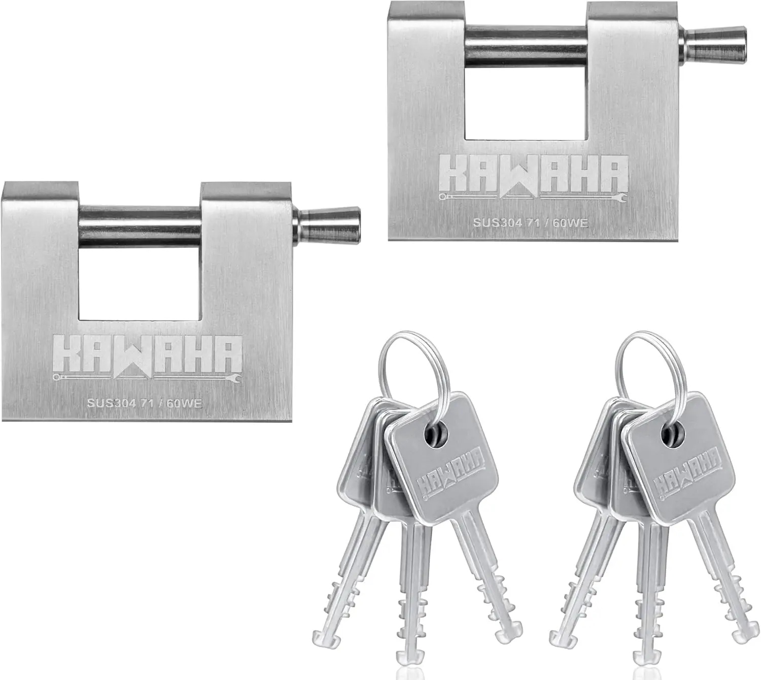 

Stainless Steel D-Shaped Padlock for Garage, Container, Shed - 2 Pack with Keys