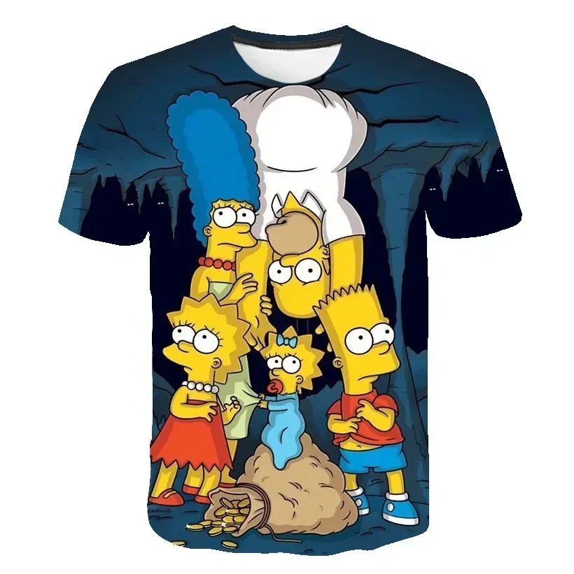 Disney Simpsons T-Shirts Cartoon Anime Simpson 3D Print Streetwear Men Women Fashion Oversized T Shirt Kids Boys Girls Tees Tops