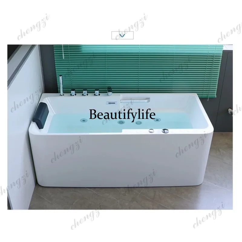 Acrylic household three-sided skirt and double armrests seamlessly spliced freestanding constant temperature surfing jacuzzi