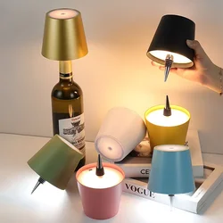 Wine Bottle LED Wireless Table Lamp 3 Colors Dimmable Touch Control Wine Bottle Lamp 2000mAh USB Rechargeable Dining Table Light