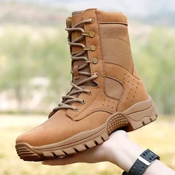 Fashion Cowhide Waterproof Boots Outdoor Hiking Climb Shoe Anti-collision Puncture-proof Protect Boot Men's Side Zipper Shoes