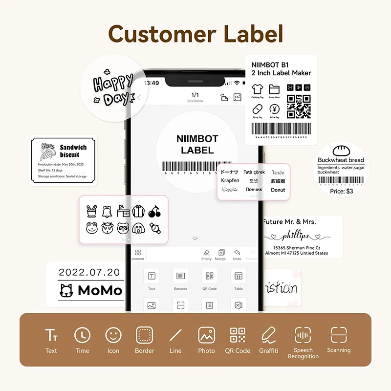 Niimbot White Thermal Label 1Roll Waterproof Sticker Self-Adhesive UV Paper For B1 B21 B3S Mini Label Printer Price Tag Printing