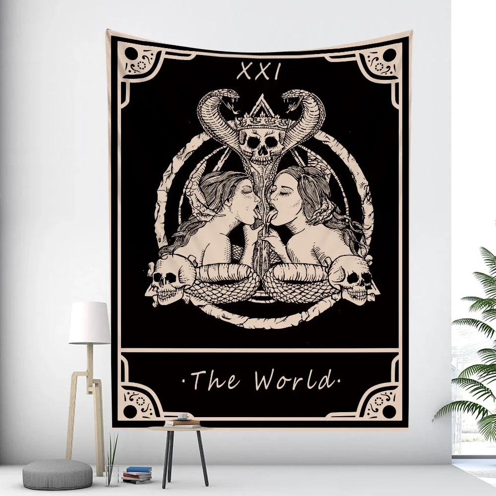March goddess tarot card witchcraft home decoration tapestry hippie bohemian decoration psychedelic scene wall hanging yoga mat