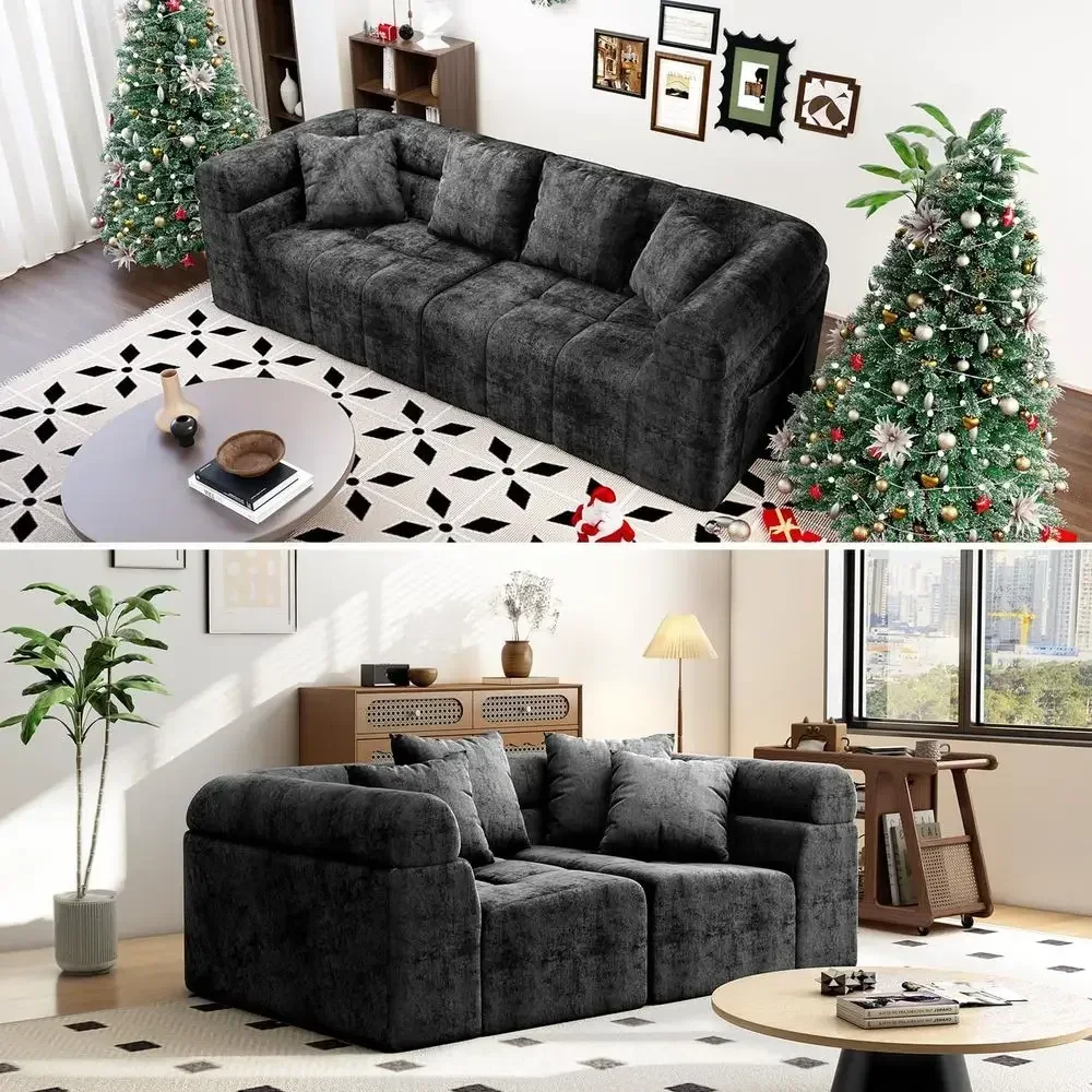 Sectional Sofa with Sleeper, Living Room Couch, Deep Seating, Pillows, Loveseat Options, Ergonomic Support, Storage, Grey