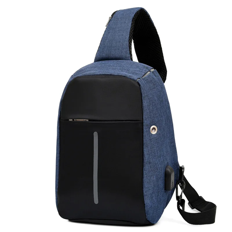 Fashion Men's Chest Bag High Quality Waterproof Men Cross Body Shoulder Bag With USB Charging Multi-pocket Messenger Bags