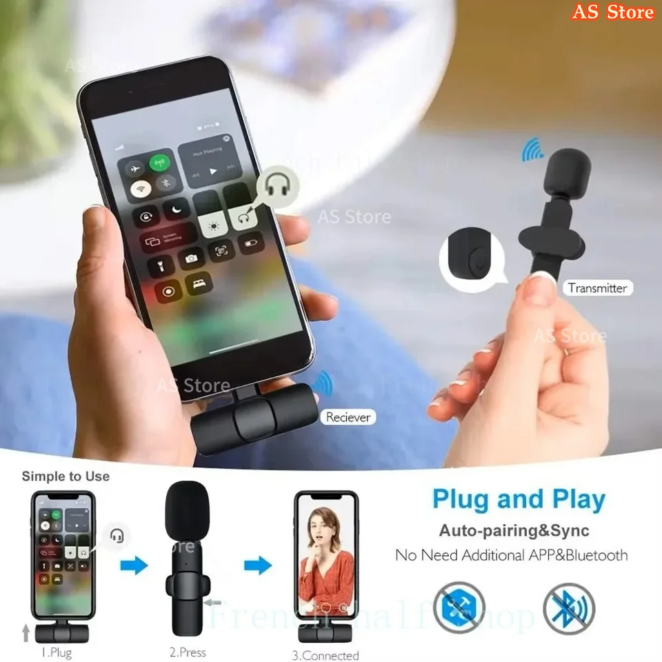Mini micrófono de solapa inalámbrico, micrófono portátil para transmisión en vivo, juegos, grabación de video, iOS y Android 5