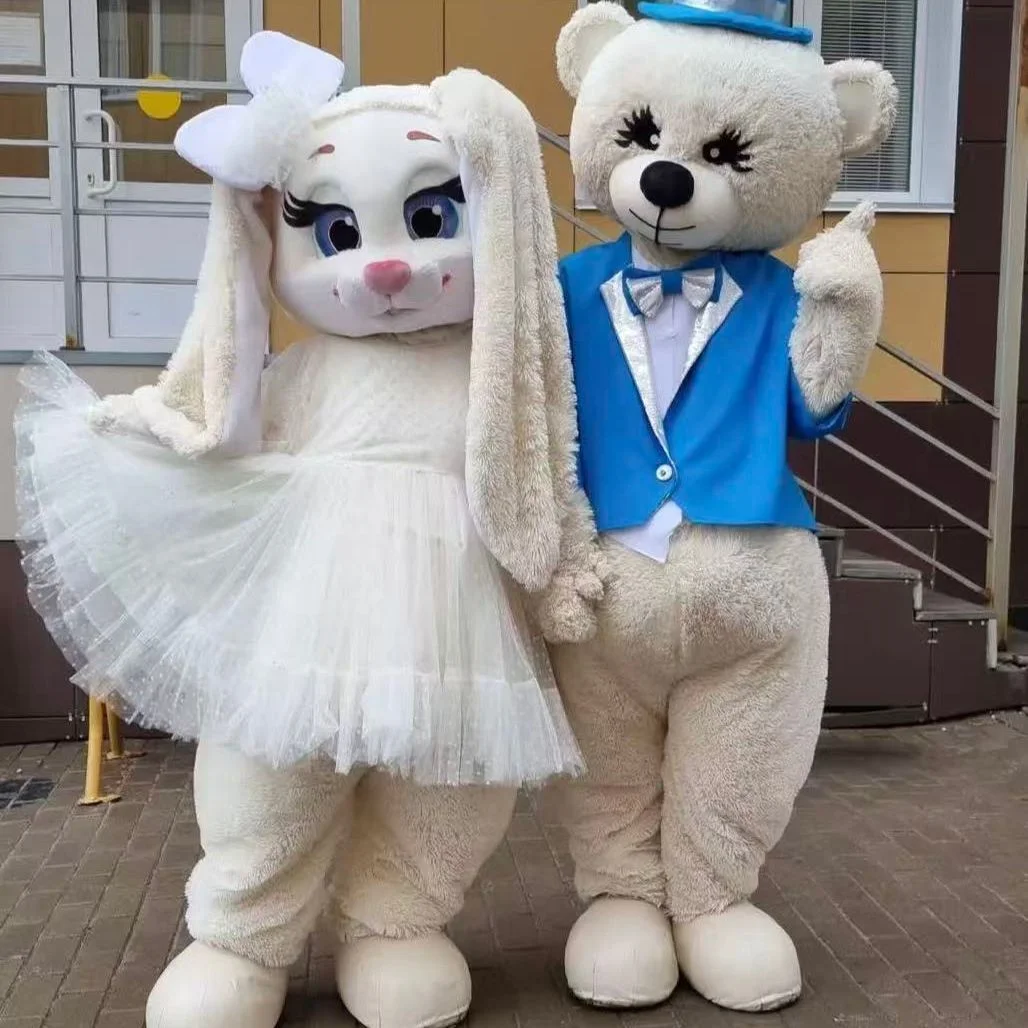 

Disney Hare Rabbit Mascot Costume with White Dress Long Ears Halloween Christmas Fancy Cartoon Plush Fancy Outfits