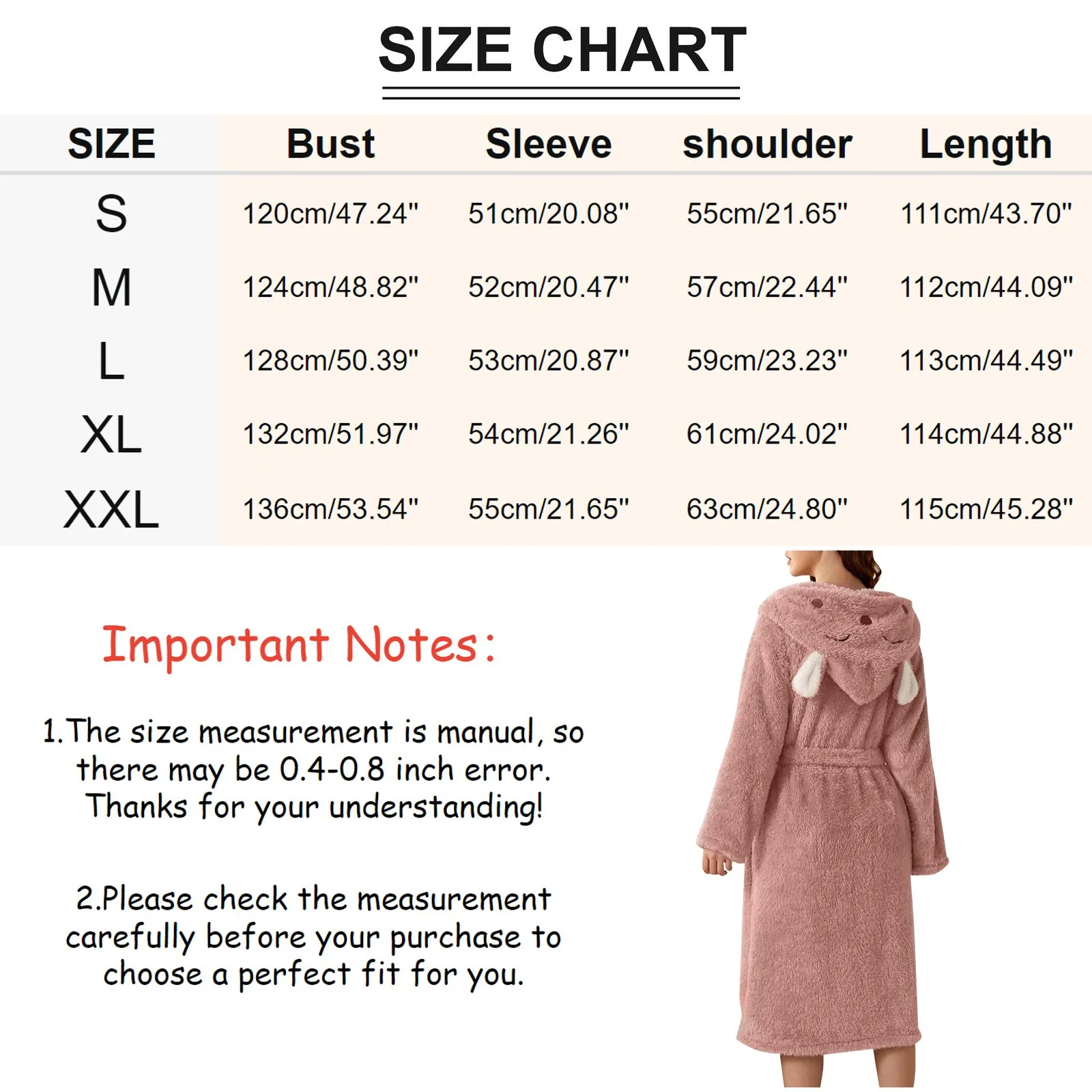 Women\'S Double Pocket 3d Ear Hooded Flannel Bathrobe Soft And Warm Double Faced Velvet Bathrobe Pajamas And Home Wear