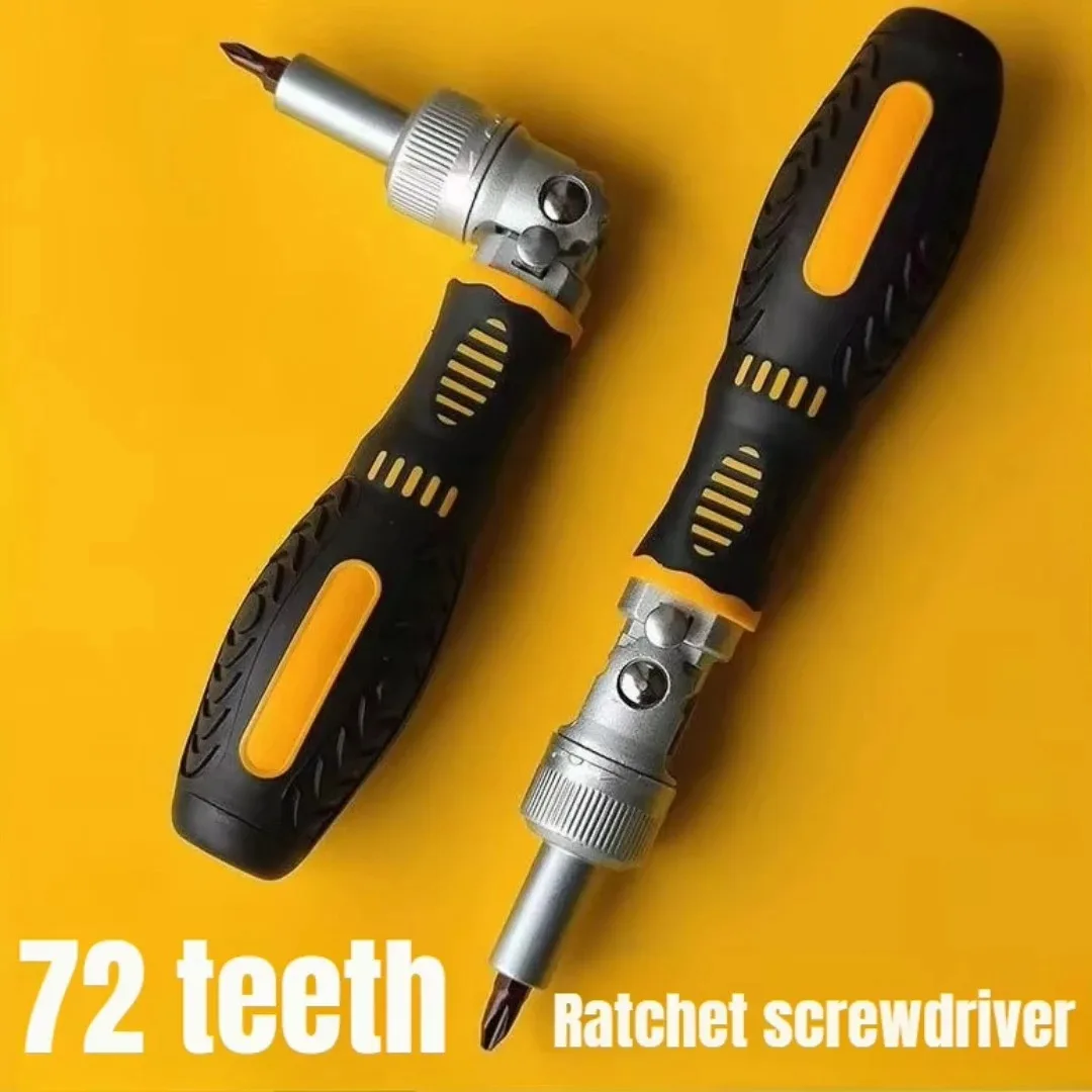 72-Tooth Ratchet,Two-way Screwdriver Set,bendable Labor-saving Screwdriver Bit Kit,one-word Cross Household Maintenance Tool.