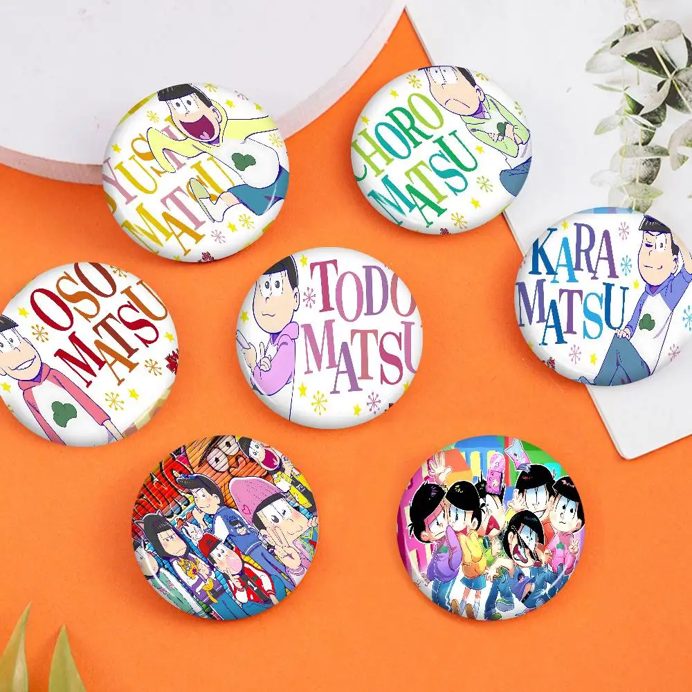 Osomatsu-san Tinplate Pin Button Custom Anime Role Old-school Brooch Cartoon Collar Badge Jewelry Gift Fans