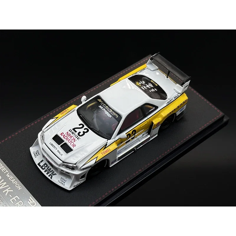 1:64 LBWK Skyline GTR ER34 Super Silhouette Lightning Opened Hood Diecast Diorama Car Model Collection Street Weapon