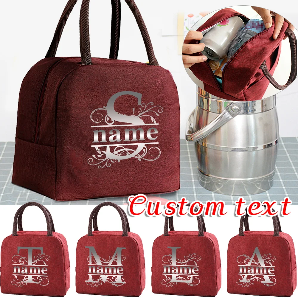 

Personalized Customization Name Portable Red Lunch Bag Office Bento Bag Picnic Food Bag Customized Product