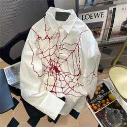 2023 New Spring and Autumn Fashion Trend China-Chic Spider Web Embroidery Loose Casual High Street Fashion Women's Shirt