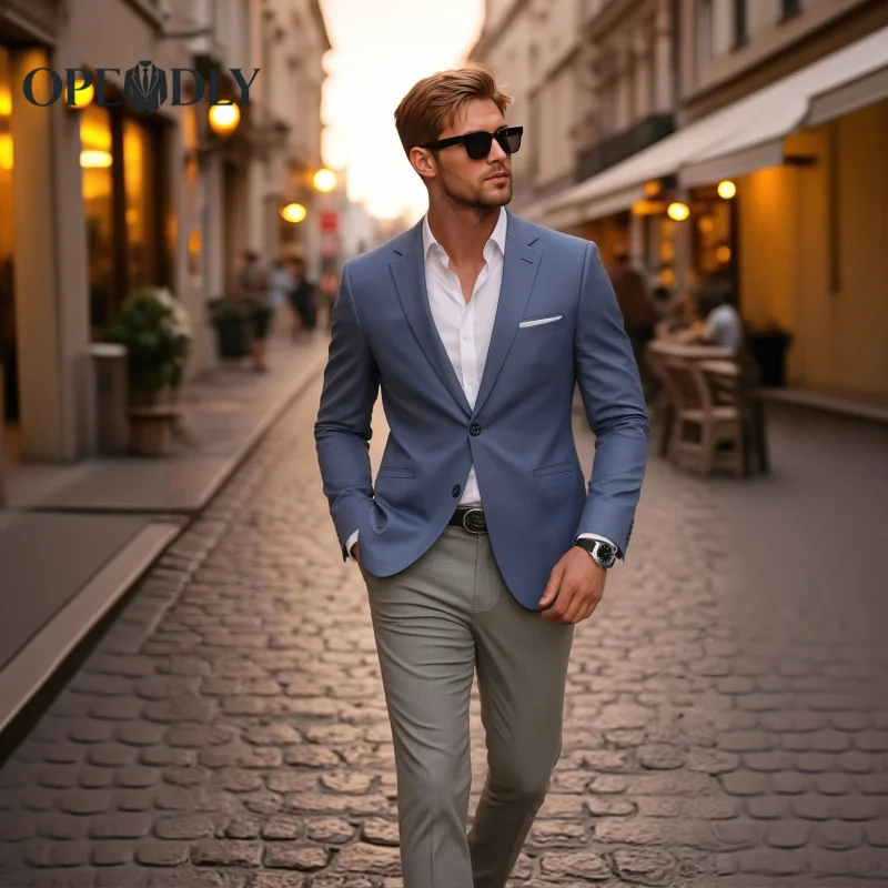 

Tailored Slim Fit Three Piece Suit for Men Wedding Groomsmen Business Blazer Vest and Trousers Tuxedo