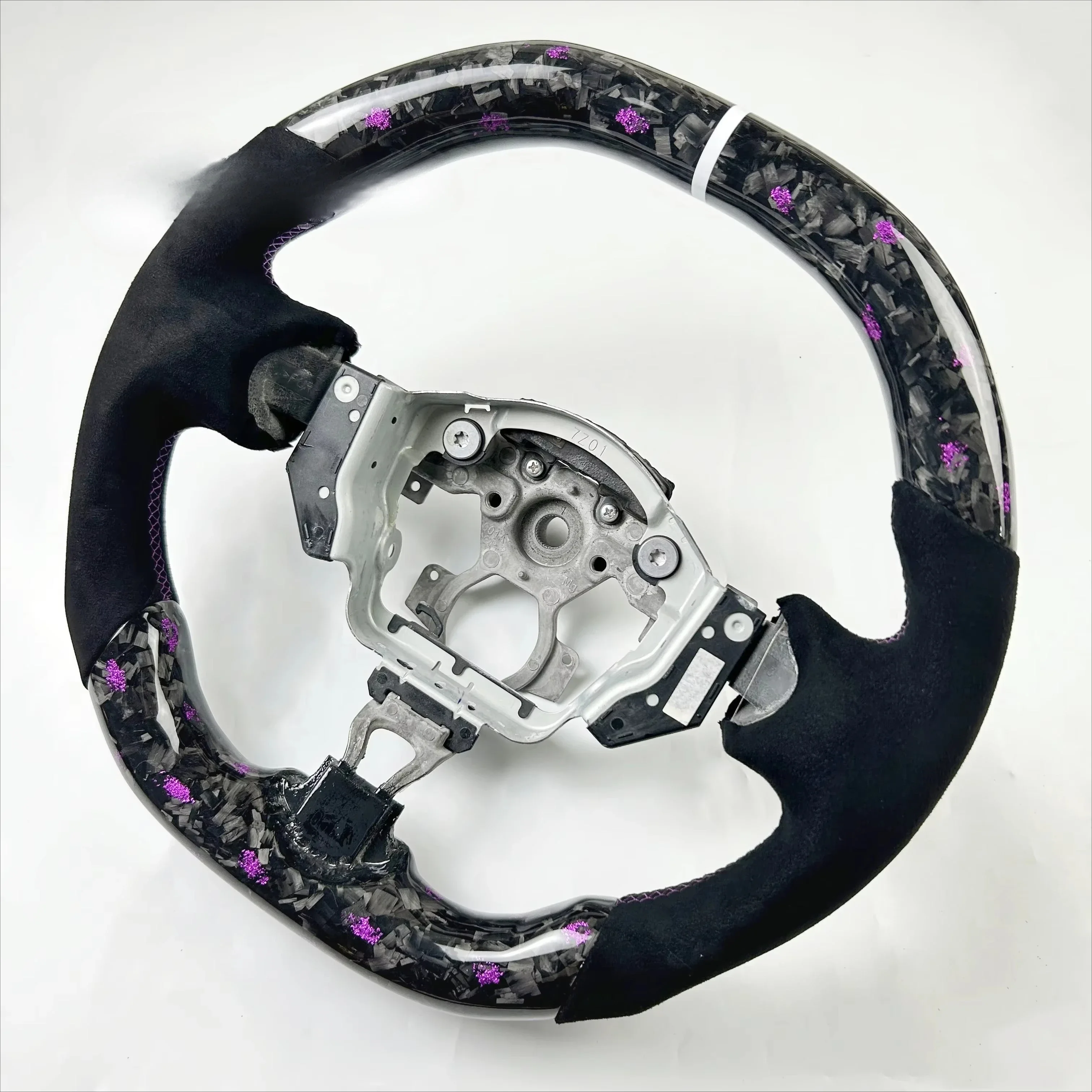 custom flat bottom purple forged carbon fiber steering wheel for 370Z FX35 Alca.nt，ara custom