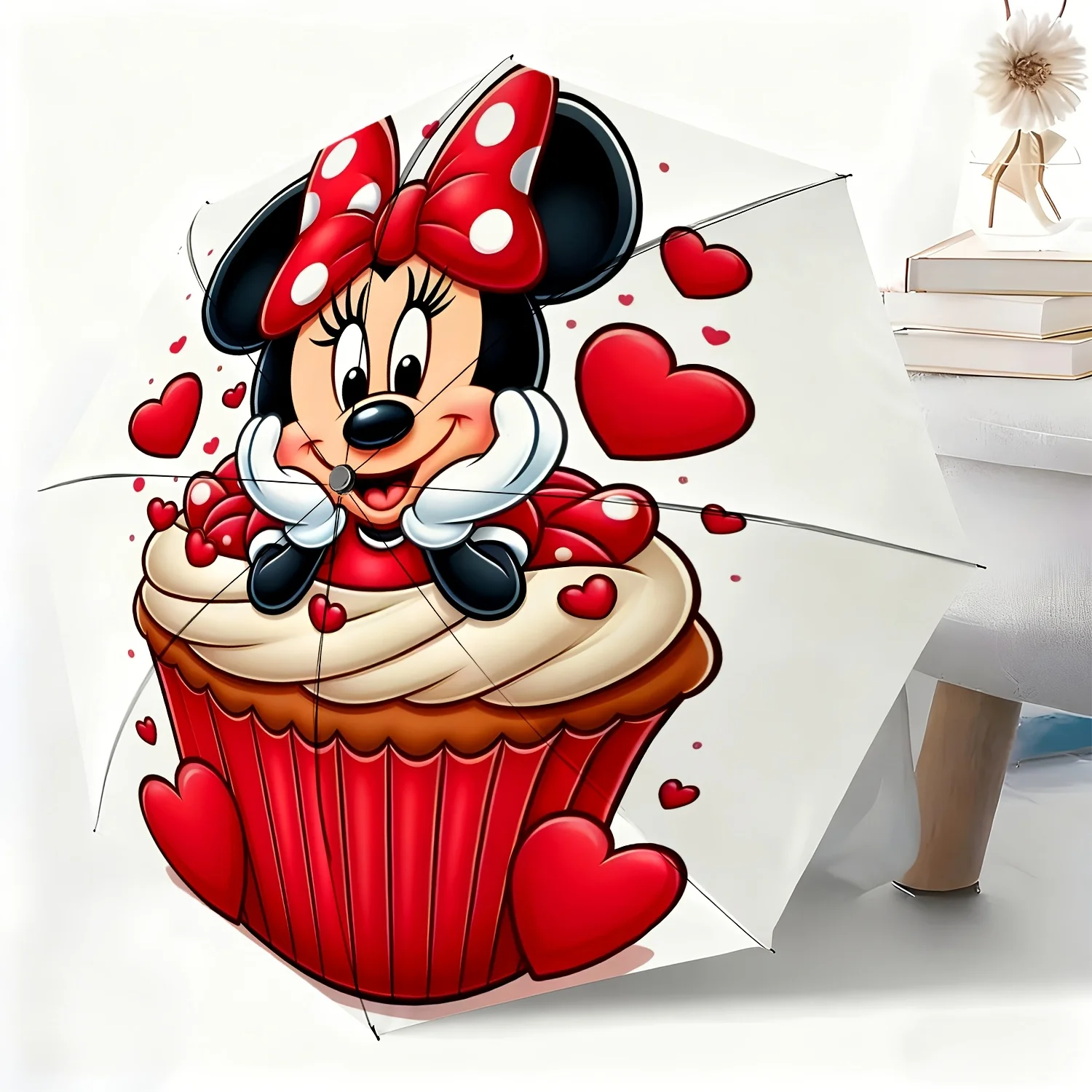 

Автоматический зонт с рисунком Минни Маус от Disney, 1 шт., универсальный зонт двойного назначения для солнца и дождя, портативный складной зонт.