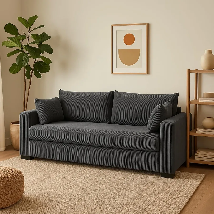 79 Cloud Loveseat Sofa Modern Comfy Corduroy Couch with Deep Seats Spring Cushions Solid Wood Frame Upholstered Love Seat Couch