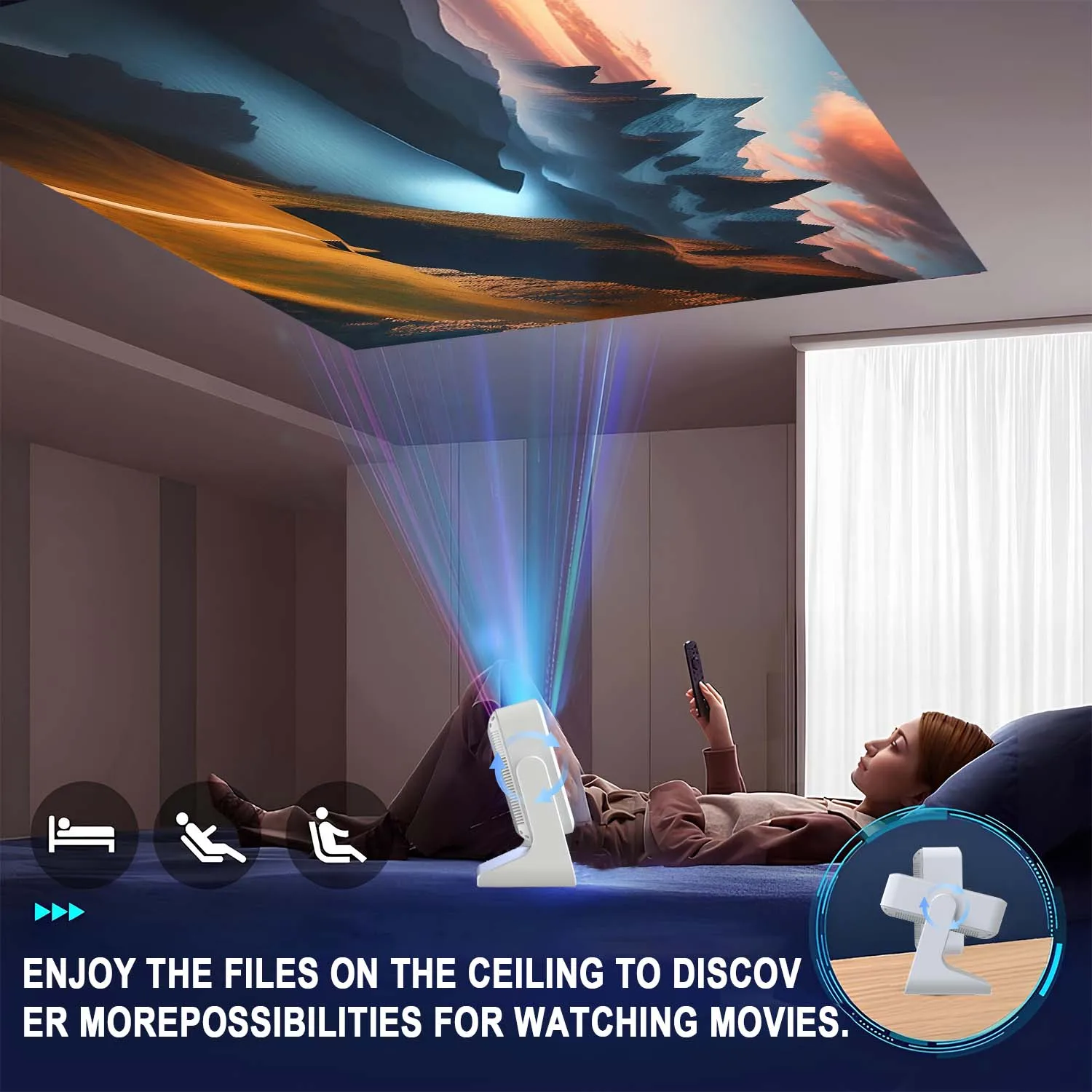 Projektor 4K 1080P, 8" Touchscreen, WiFi Bluetooth, Dual Screen HDMI USB, Heimkino Film Karaoke