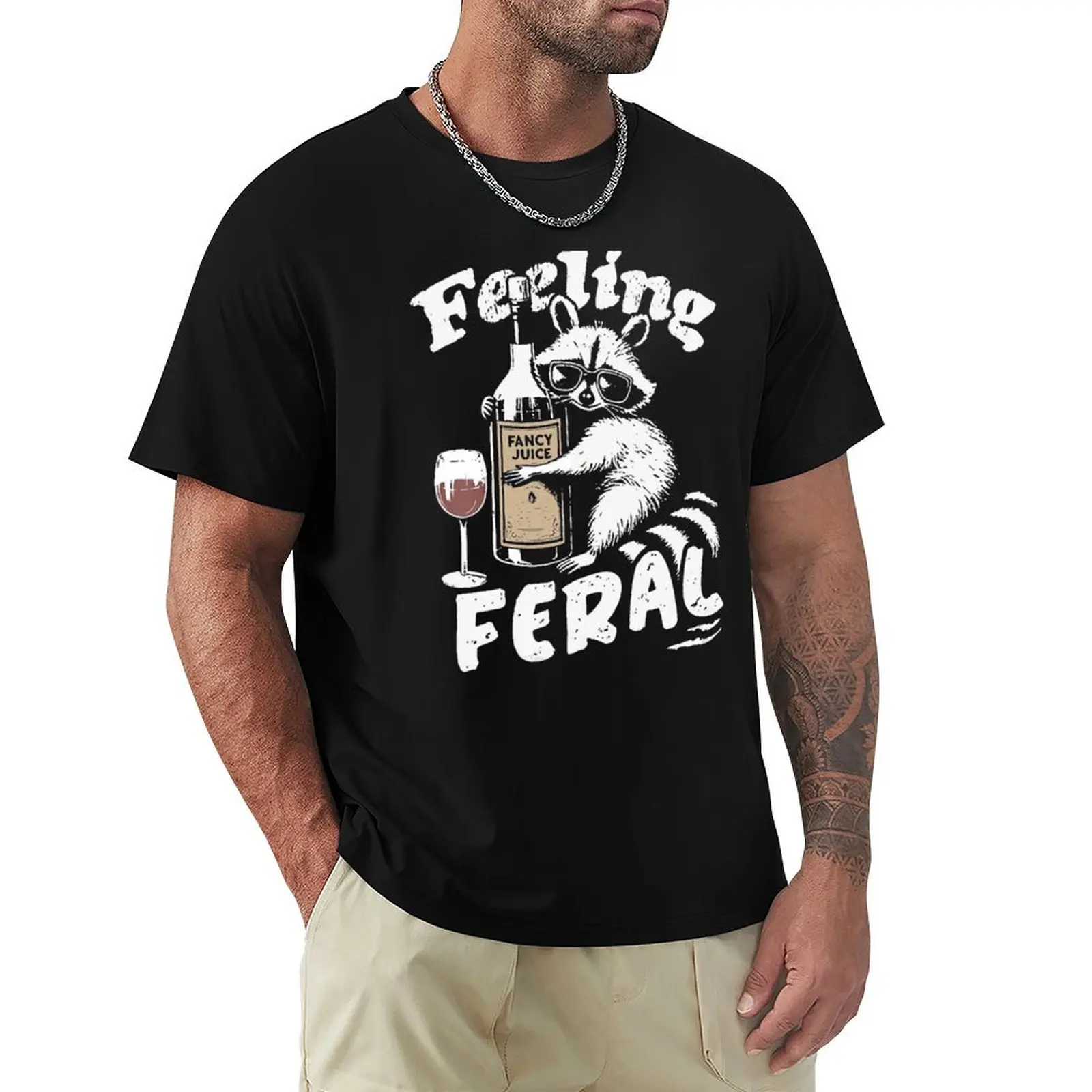 

Womens Feeling Feral Funny Raccoon T-Shirt vintage graphic tee aesthetic clothes t shirts men
