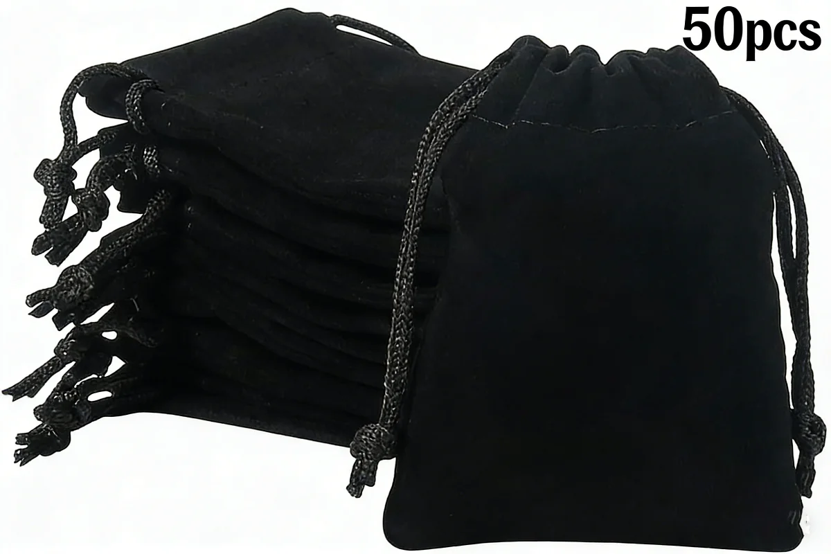 10–50 Stück Samtbeutel mit Kordelzug, kleine Schmuckbeutel, Samt-Geschenktüten für Weihnachten, Hochzeit, kleine Unternehmen, Partygeschenke – Detail 5